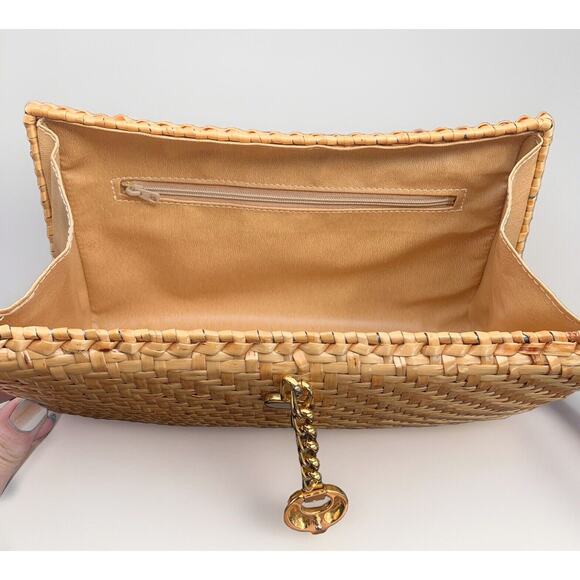 Vintage Susan Gail Roberto Ricci Lacquered Rattan Wicker Clutch Purse Bag Italy - Picture 7 of 8